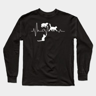 Cat Heartbeat Funny Cats Playing With A Heart Line Long Sleeve T-Shirt